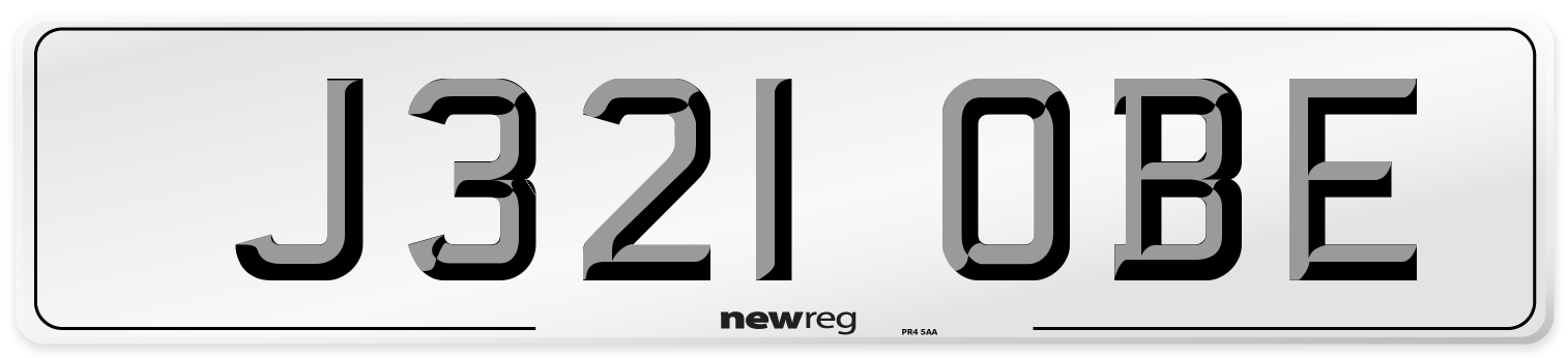 J321 OBE Number Plate from New Reg